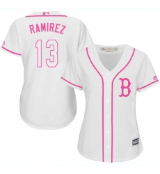 Women's Majestic Boston Red Sox #13 Hanley Ramirez Replica White Fashion MLB Jersey