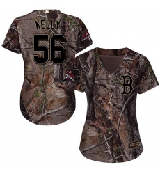 Women's Majestic Boston Red Sox #56 Joe Kelly Authentic Camo Realtree Collection Flex Base 2018 World Series Champions MLB Jersey