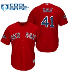 Youth Majestic Boston Red Sox #41 Chris Sale Authentic Red Alternate Home Cool Base 2018 World Series Champions MLB Jersey