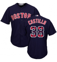 Men's Majestic Boston Red Sox #38 Rusney Castillo Authentic Navy Blue Team Logo Fashion Cool Base MLB Jersey