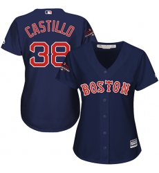 Women's Majestic Boston Red Sox #38 Rusney Castillo Authentic Navy Blue Alternate Road 2018 World Series Champions MLB Jersey