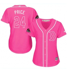 Women's Majestic Boston Red Sox #24 David Price Authentic Pink Fashion 2018 World Series Champions MLB Jersey
