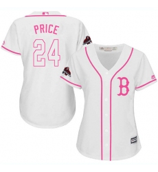 Women's Majestic Boston Red Sox #24 David Price Authentic White Fashion 2018 World Series Champions MLB Jersey