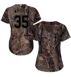 Women's Majestic Boston Red Sox #35 Steven Wright Authentic Camo Realtree Collection Flex Base 2018 World Series Champions MLB Jersey