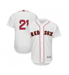 Men's Boston Red Sox #21 Roger Clemens White 2019 Gold Program Flex Base Authentic Collection Baseball Jersey
