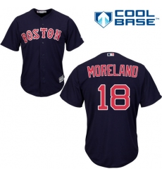 Youth Majestic Boston Red Sox #18 Mitch Moreland Authentic Navy Blue Alternate Road Cool Base MLB Jersey