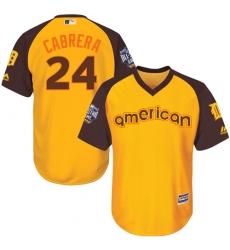 Youth Majestic Detroit Tigers #24 Miguel Cabrera Authentic Yellow 2016 All-Star American League BP Cool Base MLB Jersey