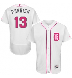 Men's Majestic Detroit Tigers #13 Lance Parrish Authentic White 2016 Mother's Day Fashion Flex Base MLB Jersey
