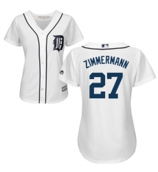 Women's Majestic Detroit Tigers #27 Jordan Zimmermann Replica White Home Cool Base MLB Jersey
