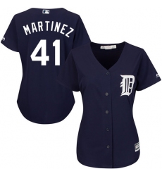 Women's Majestic Detroit Tigers #41 Victor Martinez Replica Navy Blue Alternate Cool Base MLB Jersey