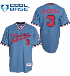 Men's Majestic Minnesota Twins #3 Harmon Killebrew Authentic Light Blue 1984 Turn Back The Clock MLB Jersey
