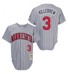 Men's Mitchell and Ness 1987 Minnesota Twins #3 Harmon Killebrew Authentic Grey Throwback MLB Jersey
