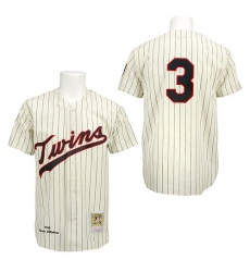 Men's Mitchell and Ness Minnesota Twins #3 Harmon Killebrew Authentic Cream/Black Strip Throwback MLB Jersey