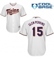 Men's Majestic Minnesota Twins #15 Glen Perkins Replica White Home Cool Base MLB Jersey