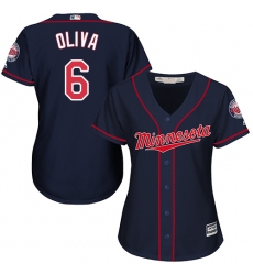 Women's Majestic Minnesota Twins #6 Tony Oliva Replica Navy Blue Alternate Road Cool Base MLB Jersey