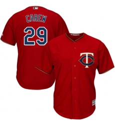Men's Majestic Minnesota Twins #29 Rod Carew Replica Scarlet Alternate Cool Base MLB Jersey