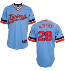 Men's Majestic Minnesota Twins #28 Bert Blyleven Authentic Light Blue Cooperstown Throwback MLB Jersey