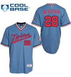 Men's Majestic Minnesota Twins #28 Bert Blyleven Replica Light Blue 1984 Turn Back The Clock MLB Jersey