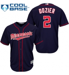 Men's Majestic Minnesota Twins #2 Brian Dozier Replica Navy Blue Alternate Road Cool Base MLB Jersey