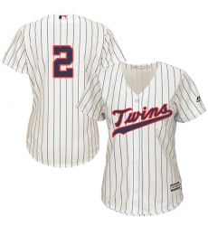 Women's Majestic Minnesota Twins #2 Brian Dozier Replica Cream Alternate Cool Base MLB Jersey