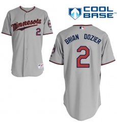 Youth Majestic Minnesota Twins #2 Brian Dozier Replica Grey Road Cool Base MLB Jersey