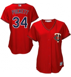 Women's Majestic Minnesota Twins #34 Kirby Puckett Replica Scarlet Alternate Cool Base MLB Jersey