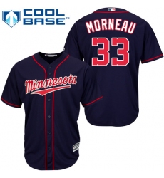 Men's Majestic Minnesota Twins #33 Justin Morneau Replica Navy Blue Alternate Road Cool Base MLB Jersey
