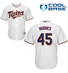 Men's Majestic Minnesota Twins #45 Phil Hughes Replica White Home Cool Base MLB Jersey