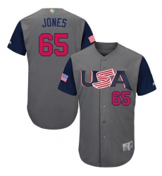 Men's USA Baseball Majestic #65 Nate Jones Gray 2017 World Baseball Classic Authentic Team Jersey
