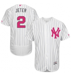 Men's Majestic New York Yankees #2 Derek Jeter Authentic White 2016 Mother's Day Fashion Flex Base MLB Jersey