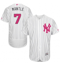 Men's Majestic New York Yankees #7 Mickey Mantle Authentic White 2016 Mother's Day Fashion Flex Base MLB Jersey