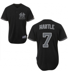 Men's Majestic New York Yankees #7 Mickey Mantle Replica Black Fashion MLB Jersey