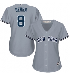 Women's Majestic New York Yankees #8 Yogi Berra Authentic Grey Road MLB Jersey