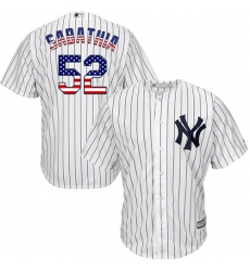 Men's Majestic New York Yankees #52 C.C. Sabathia Authentic White USA Flag Fashion MLB Jersey