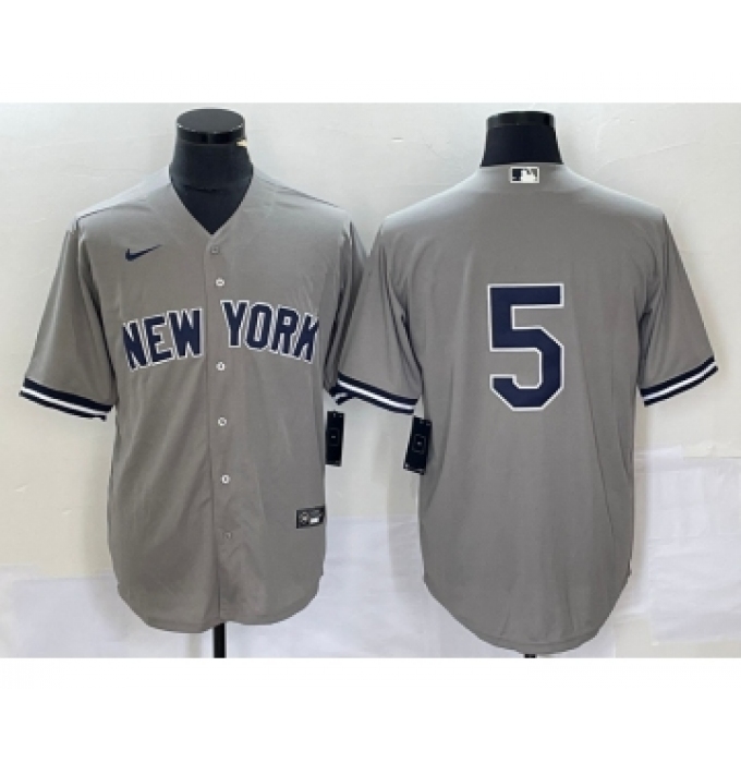Men's Nike New York Yankees #5 Joe DiMaggio Grey Cool Base Stitched Baseball Jersey