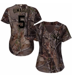 Women's Majestic New York Yankees #5 Joe DiMaggio Authentic Camo Realtree Collection Flex Base MLB Jersey