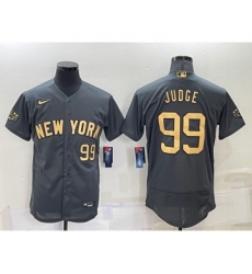 Men's New York Yankees #99 Aaron Judge Number Grey 2022 All Star Stitched Flex Base Nike Jersey