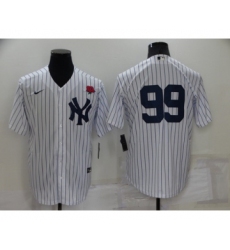 Mens New York Yankees #99 Aaron Judge White Cool Base Stitched Rose Baseball Jersey