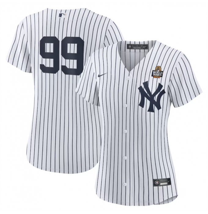 Women's New York Yankees #99 Aaron Judge White 2024 World Series Cool Base Stitched Baseball Jersey(Run Small)