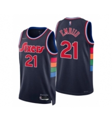 Men's Joel Embiid #21 Philadelphia 76ers 2021-22 City Navy Jersey