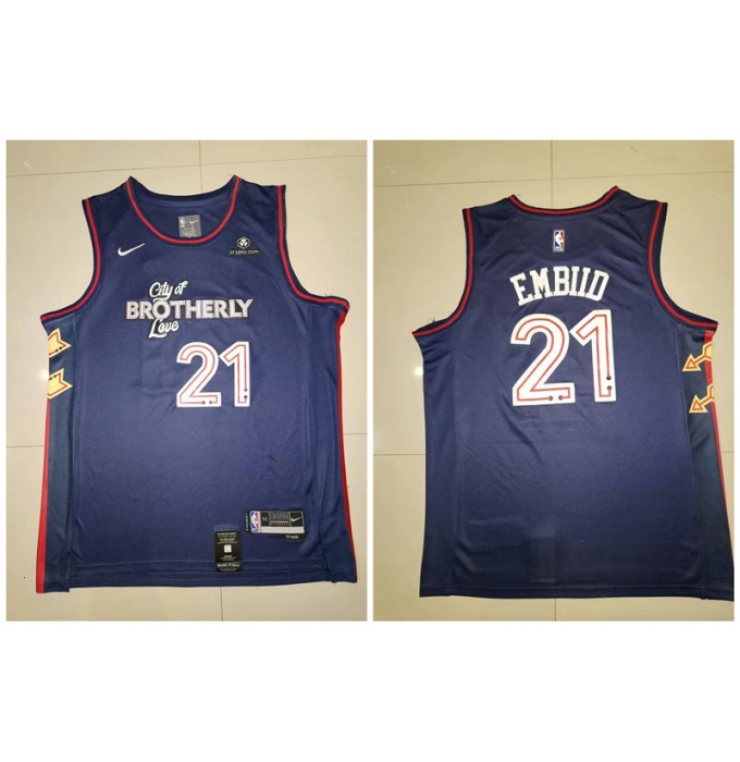 Men's Philadelphia 76ers #21 Joel Embiid Navy Nike 2023-24 City Edition Swingman Jersey