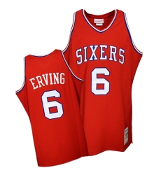 Men's Mitchell and Ness Philadelphia 76ers #6 Julius Erving Swingman Red Throwback NBA Jersey