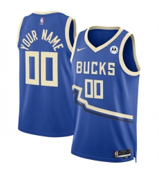 Men's Milwaukee Bucks Active Player Custom Royal 2024-25 City Edition Stitched Basketball Jersey