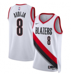 Men's Portland Trail Blazers #8 Deni Avdija White Association Edition Stitched Basketball Jersey