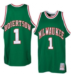 Men's Adidas Milwaukee Bucks #1 Oscar Robertson Authentic Green Throwback NBA Jersey