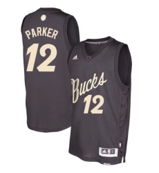 Men's Adidas Milwaukee Bucks #12 Jabari Parker Authentic Black 2016-2017 Christmas Day NBA Jersey