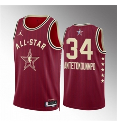 Men's 2024 All-Star #34 Giannis Antetokounmpo Crimson Stitched Basketball Jersey