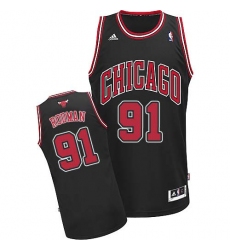 Men's Adidas Chicago Bulls #91 Dennis Rodman Swingman Black Alternate NBA Jersey