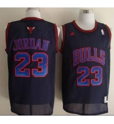 Men's Adidas Chicago Bulls #23 Michael Jordan Authentic Black Blue No. NBA Jersey