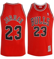 Men's Mitchell and Ness Chicago Bulls #23 Michael Jordan Authentic Red Throwback NBA Jersey